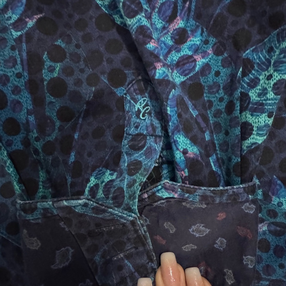 Robert Graham Navy & Teal Floral Dot Button-Down Shirt - Picture 3 of 6